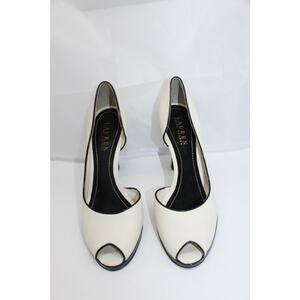 Lauren Ralph Lauren Ceciliana White & Black Leather High Heels Shoes Size 7.5